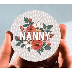 Set of 2 Car Coasters, Floral Nanny Car Coaster,‎ Neoprene Coaster